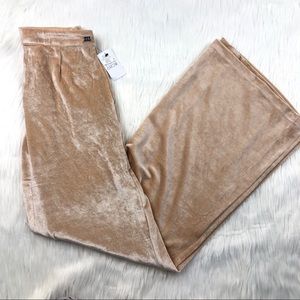NWT Stone Row Champagne Gold Velvet Wide Leg Pants